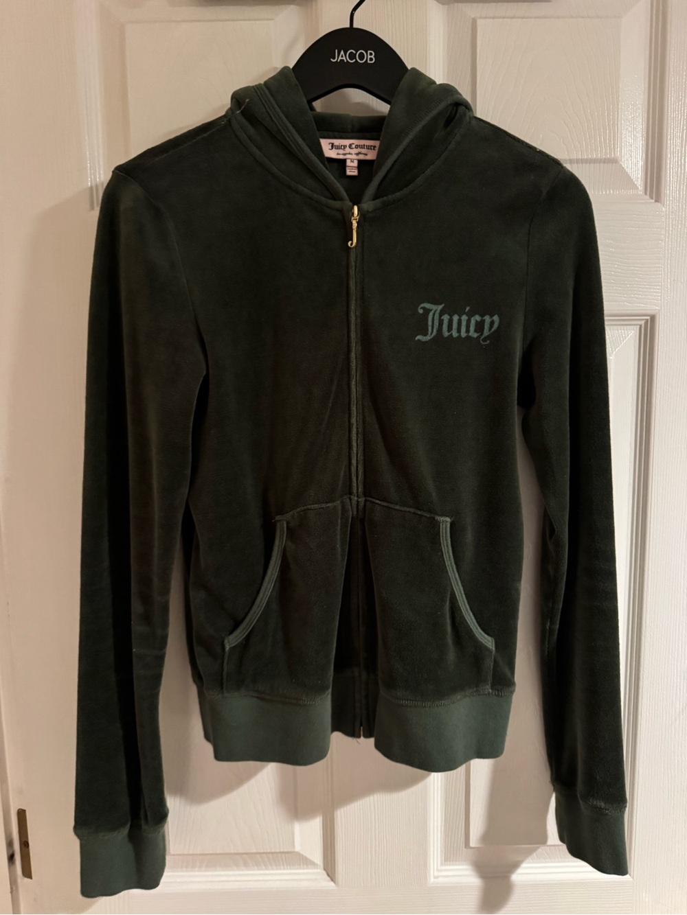 Juicy Couture Dark Green Velour Zip Hoodie Jacket